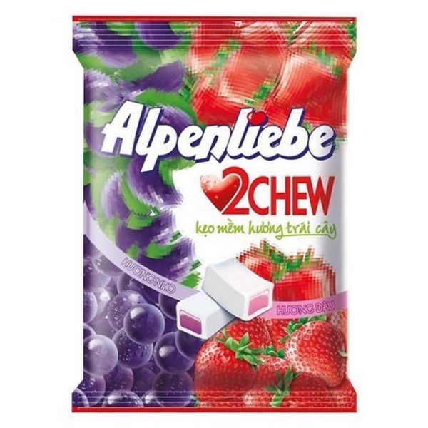 kẹo Alpenliebe 2 Chew Dâu & Nho gói 87.5g